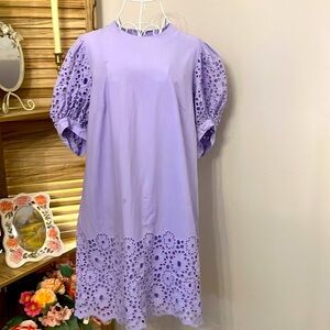 Pearl by Lela Rose - Eyelet Dress 100% Cotton  Sz L